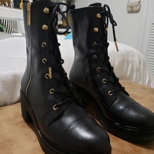 Michael Kors Anaka leather black combat boots